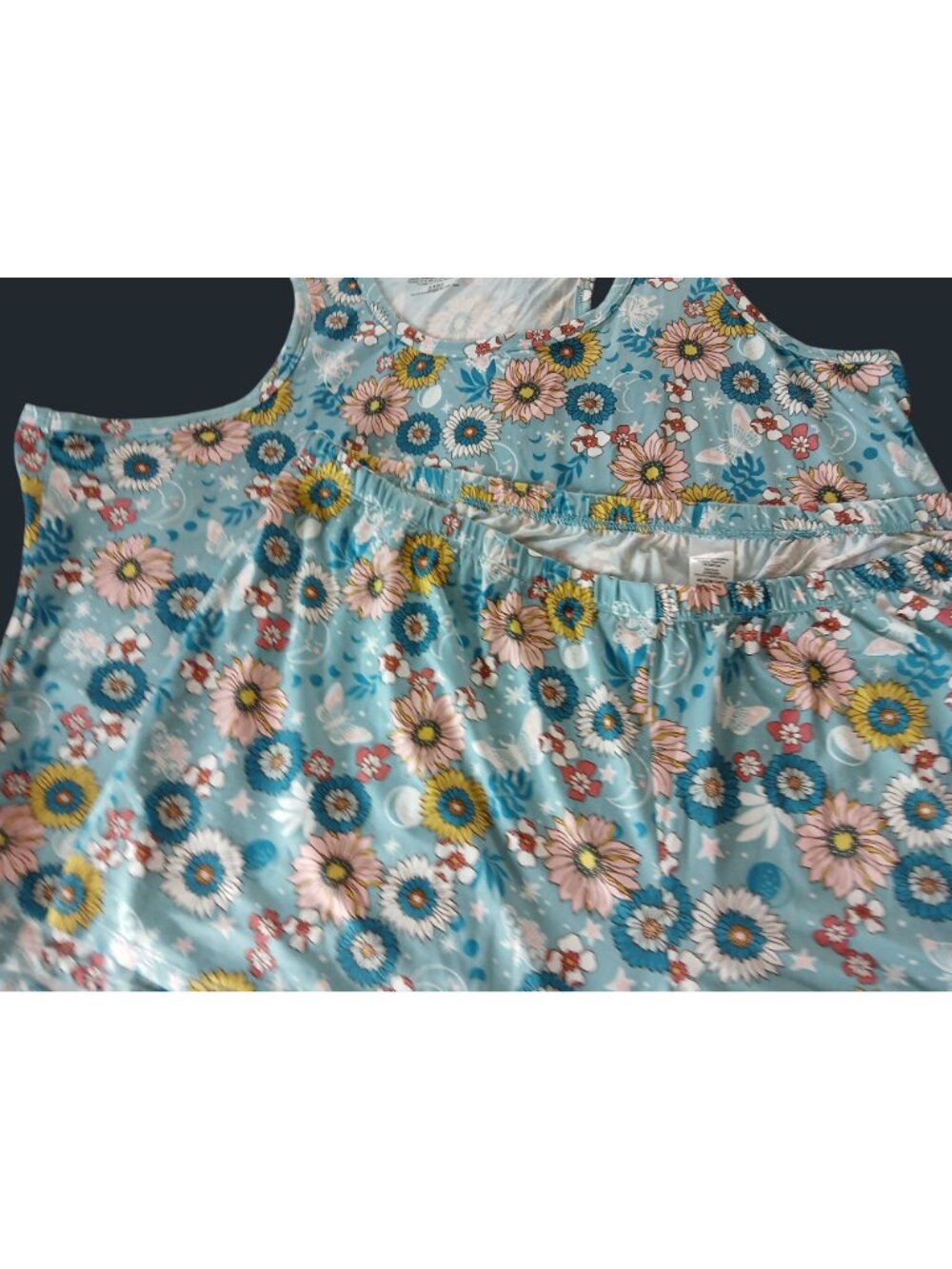 Joyspun PJs Plus Size Floral Pajama Set 3X Tank Top Shorts Recycled Poly Pockets - Picture 3 of 13